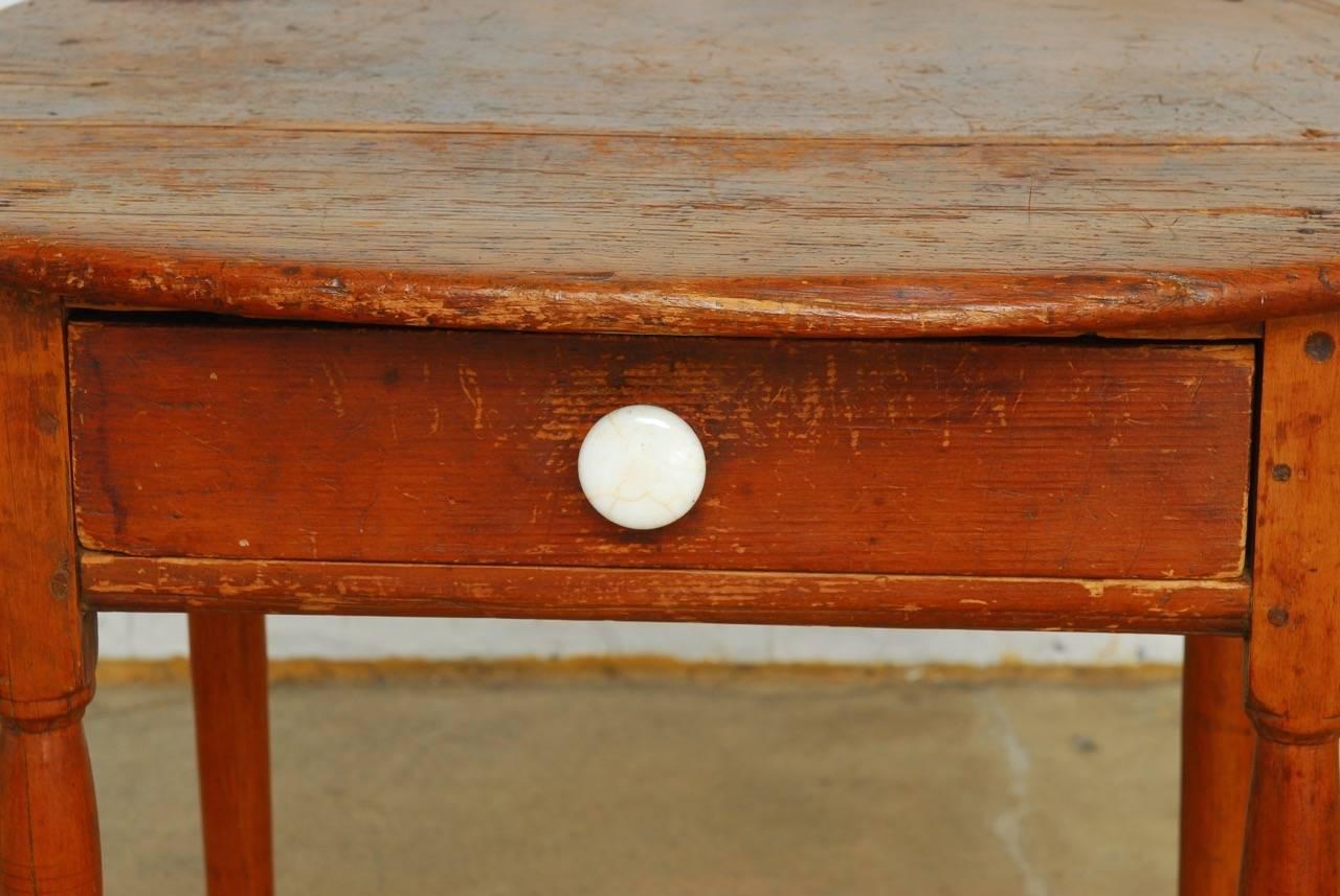 Hand-Crafted 19th Century English Pine Farmhouse Table with Drawer
