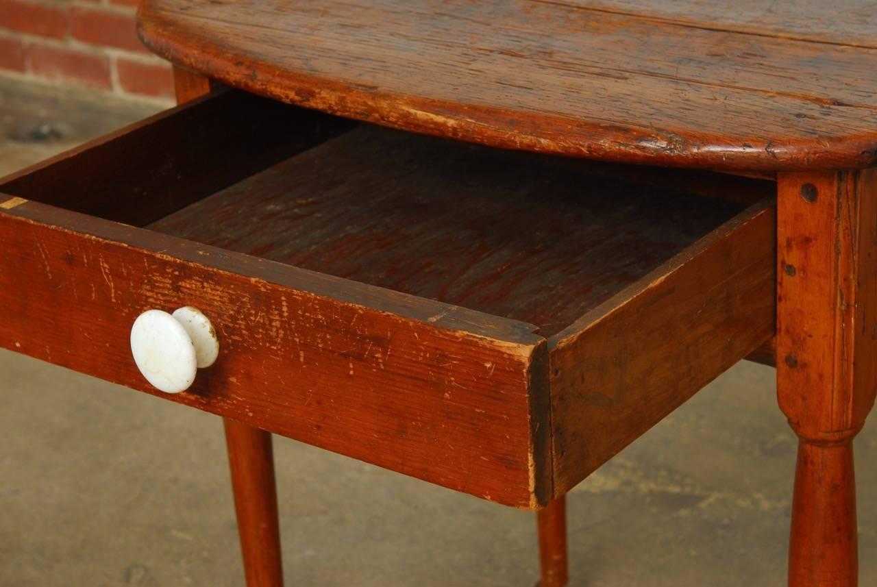 19th Century English Pine Farmhouse Table with Drawer In Distressed Condition In Rio Vista, CA