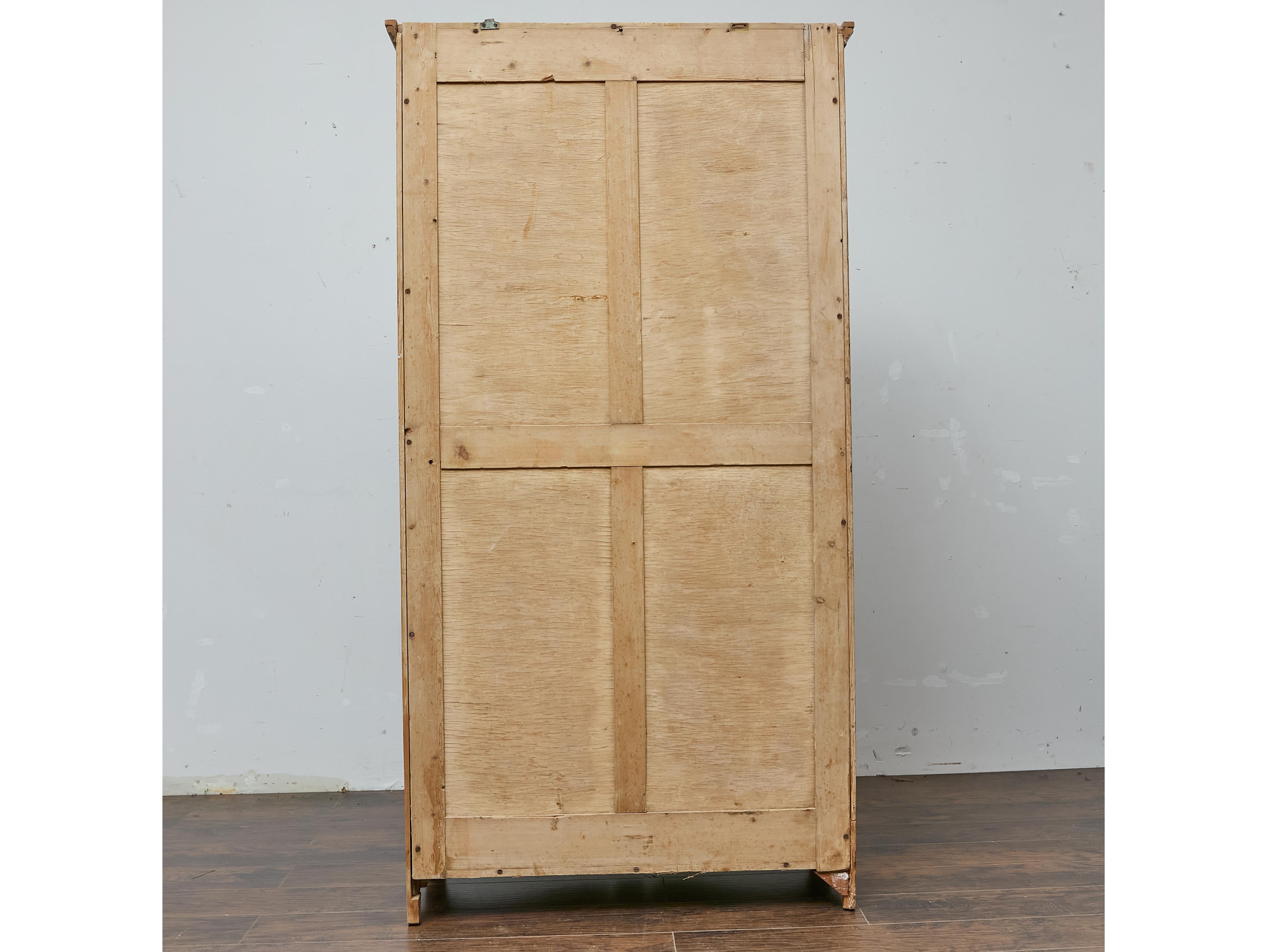 19th Century English Pine Glass Door Cabinet with Painted Interior For Sale 1