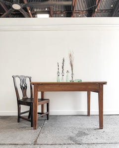19th Century English Pine Kitchen Table with Tapered Legs and End Drawer