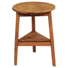 19th Century English Pine Round Cricket Table