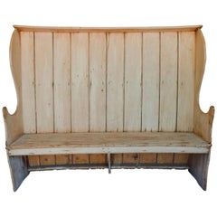 19th Century English Pine Settle Antique 19th Century English Pine Settle