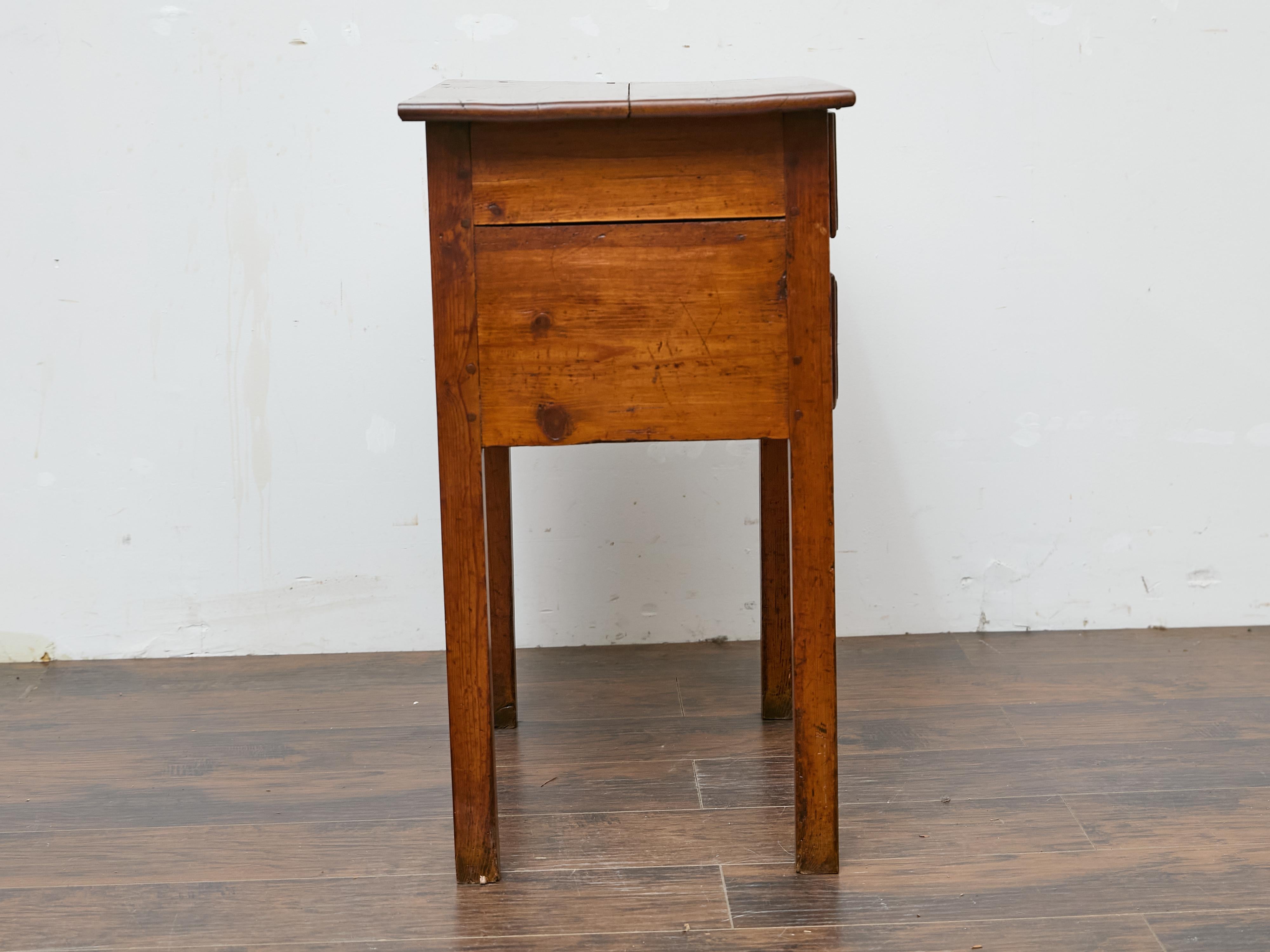 19th Century English Pine Side Table with Two Drawers and Patina For Sale 1