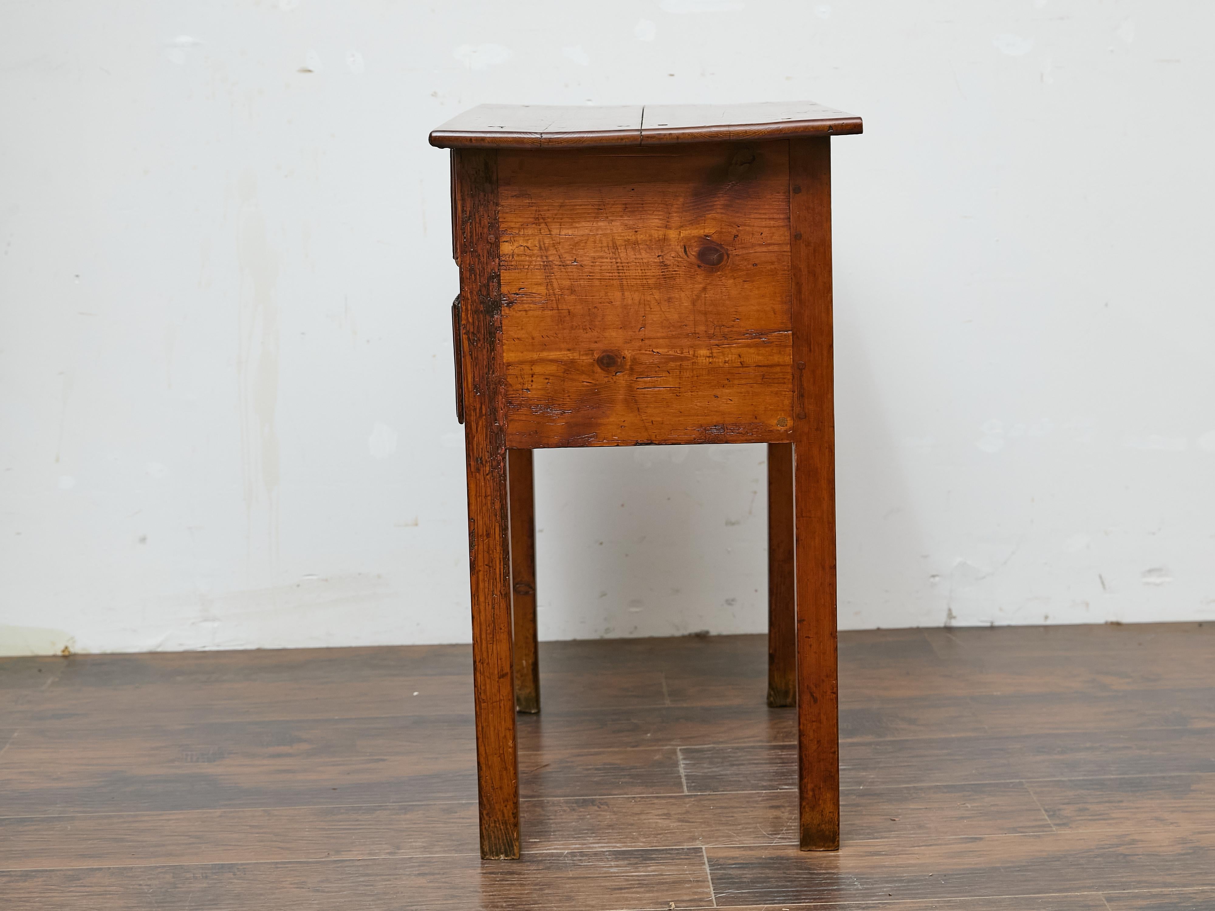 19th Century English Pine Side Table with Two Drawers and Patina For Sale 4