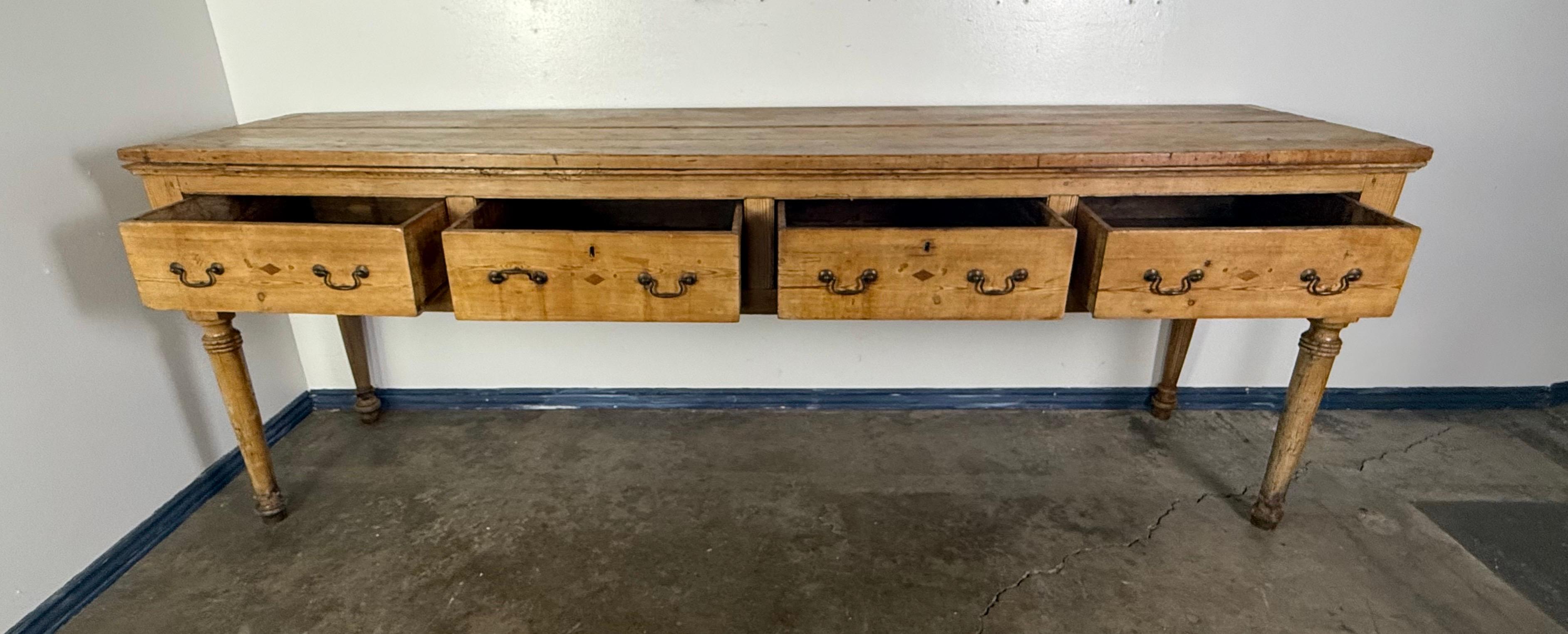 19th Century 19th-century English Pine Sideboard For Sale