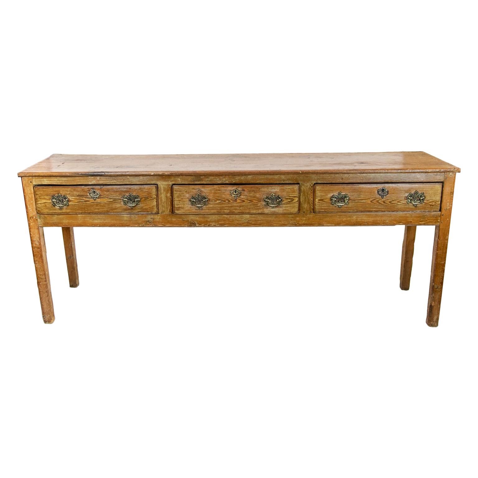 19th Century English Pine Sideboard For Sale