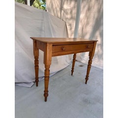 Antique English Pine Side Table with Single Drawer, Timeless Design