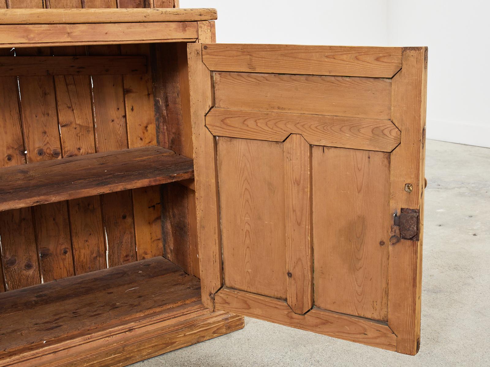 19th Century English Pine Welsh Step Back Cupboard Dresser For Sale 3