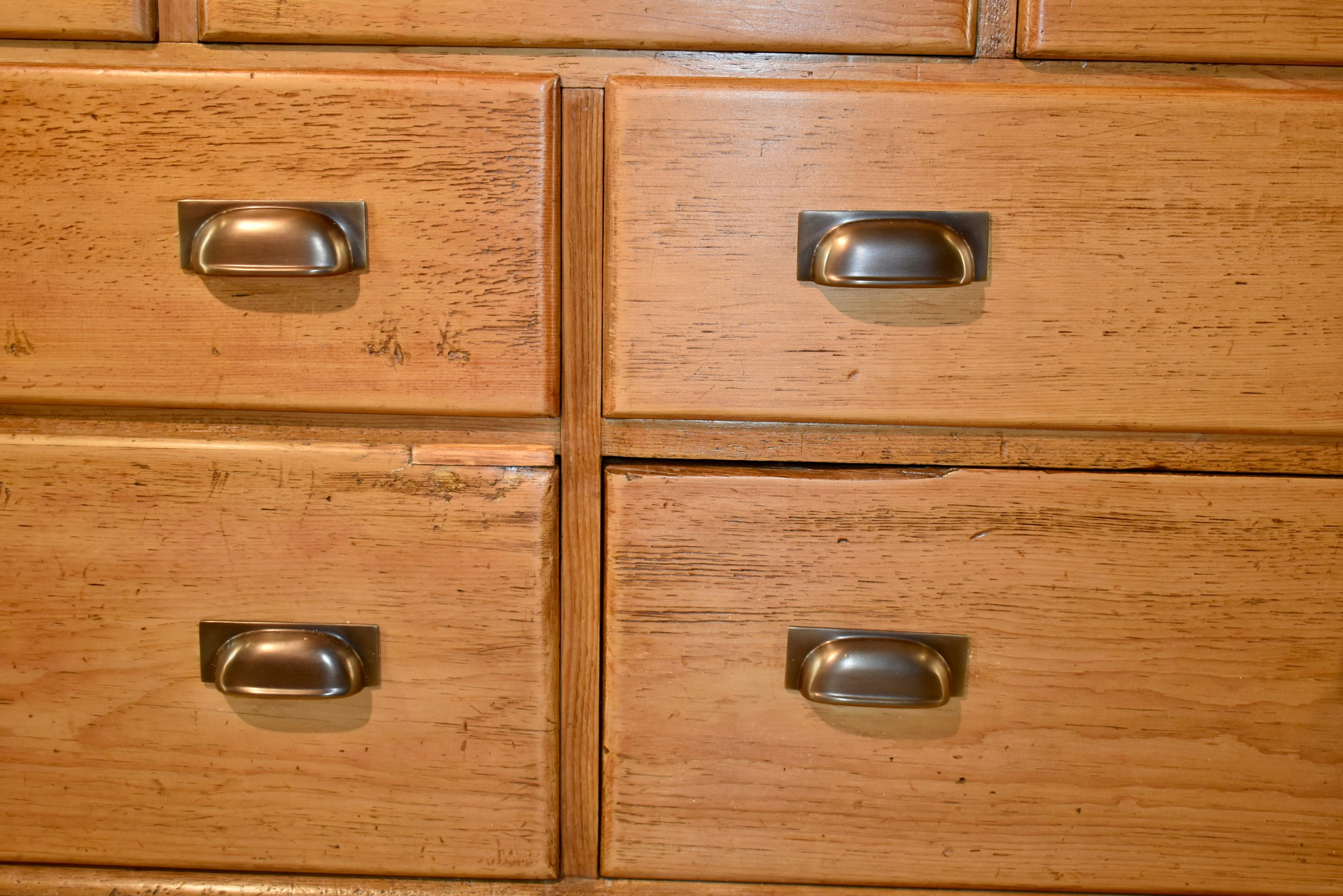 19th Century English Pine Wide Chest of Drawers 7