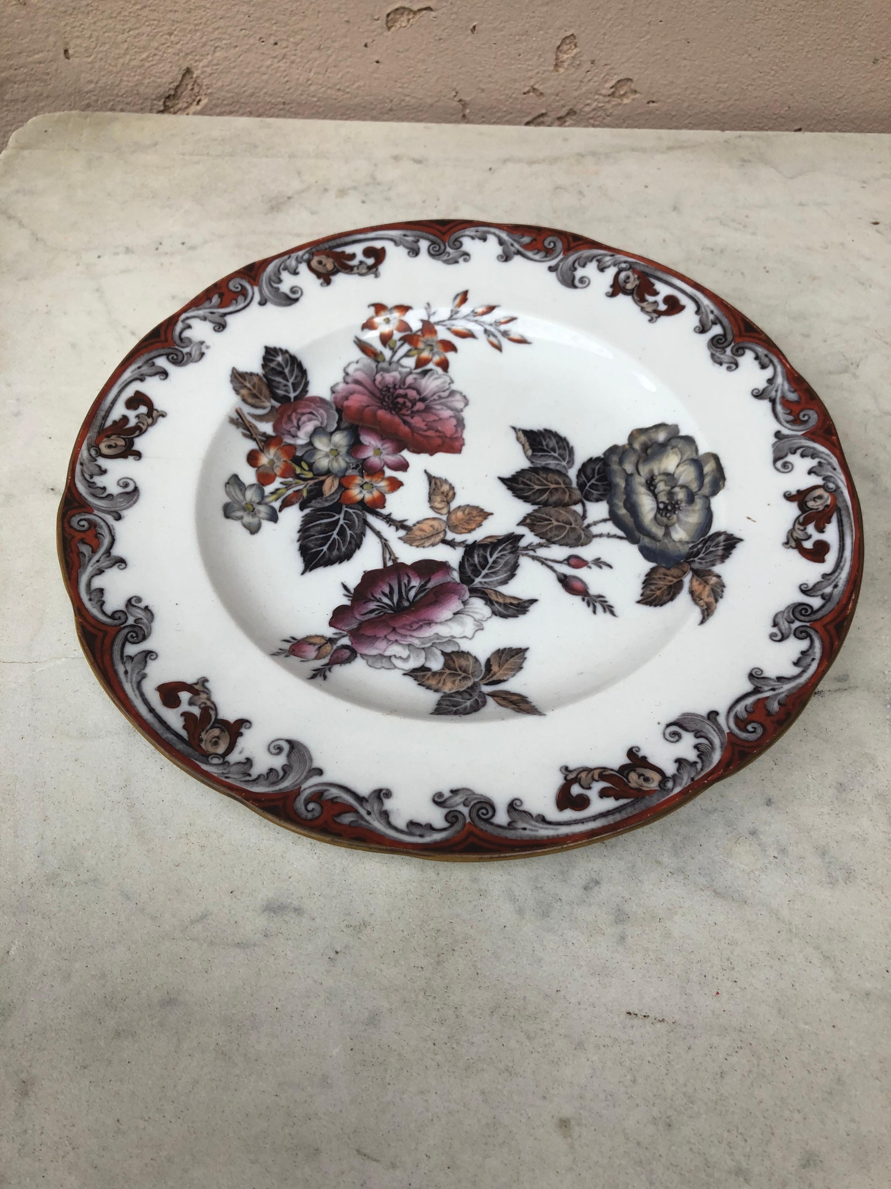 Victorian 19th Century English Plate Rose & Jessamine Wedgwood For Sale
