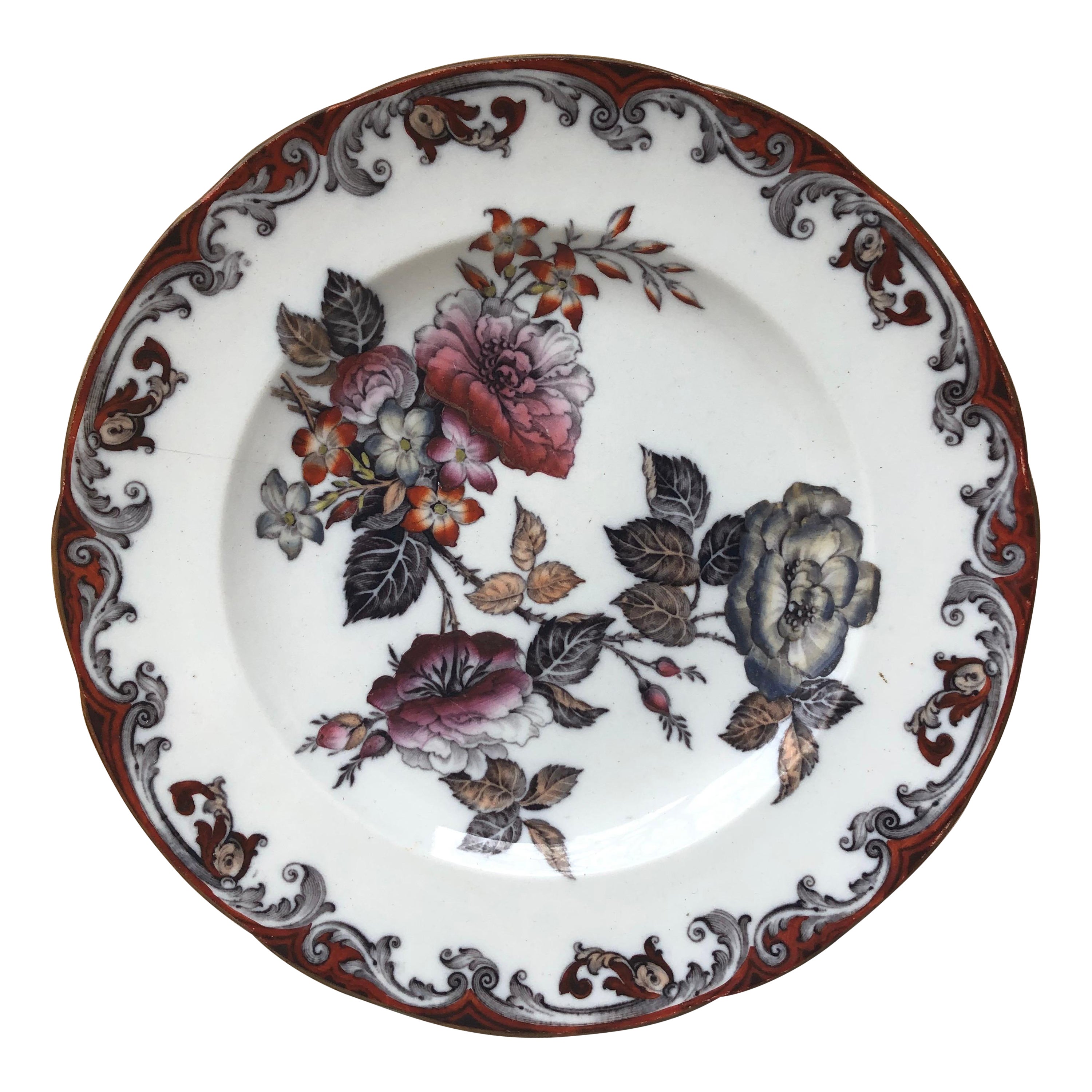 Englischer Teller aus dem 19. Jahrhundert, Rose & Jessamine Wedgwood