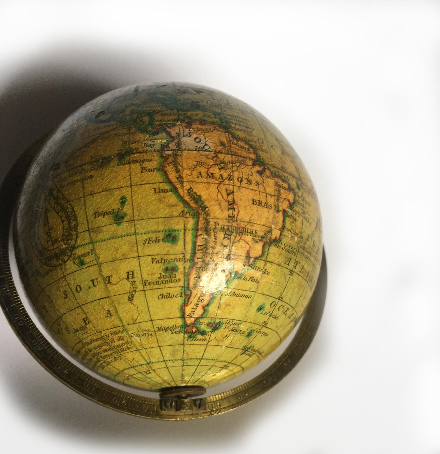 Leather 19th Century English Pocket Globe By Newton, London 1817