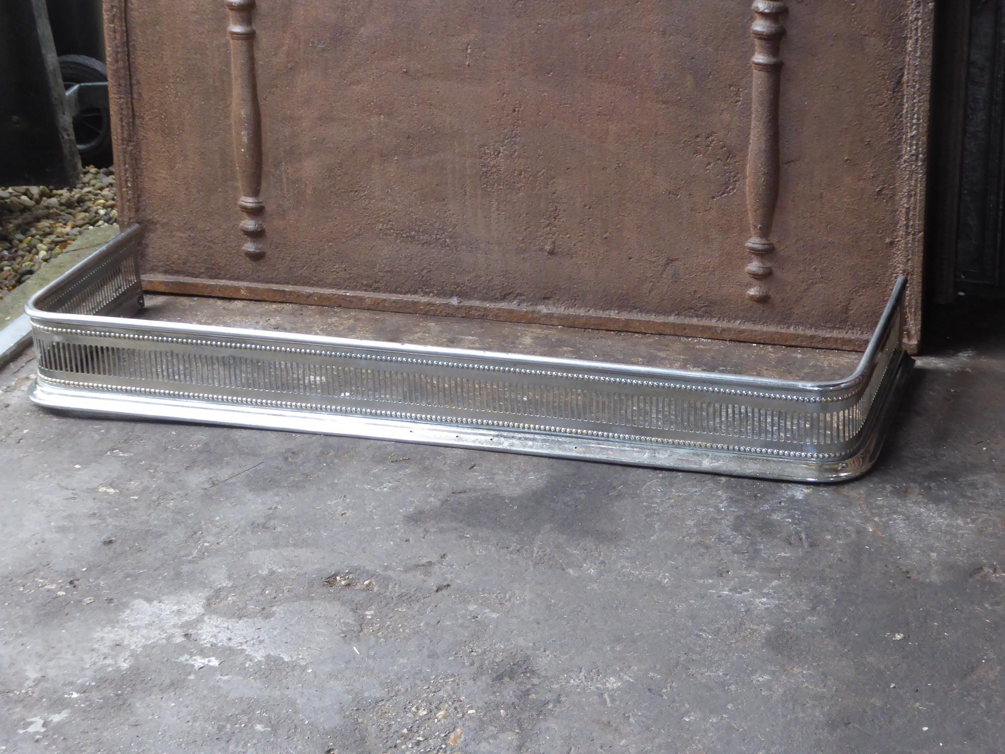 Victorian 19th Century English Polished Steel Fireplace Fender or Fire Fender
