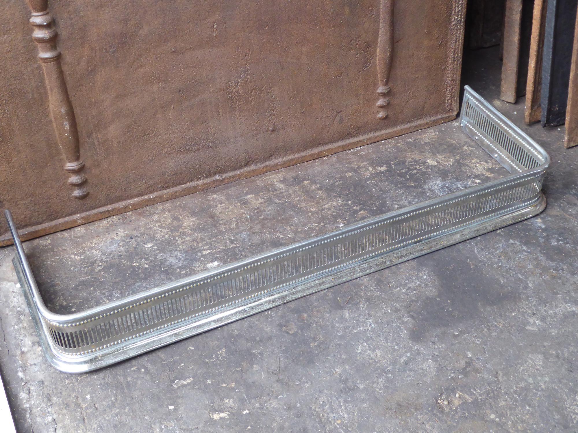 British 19th Century English Polished Steel Fireplace Fender or Fire Fender