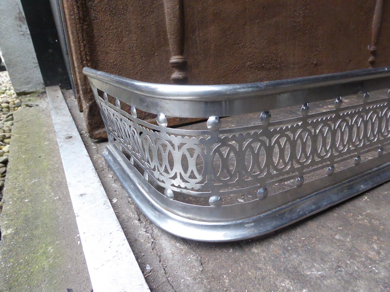 British 19th Century English Polished Steel Fireplace Fender or Fire Fender