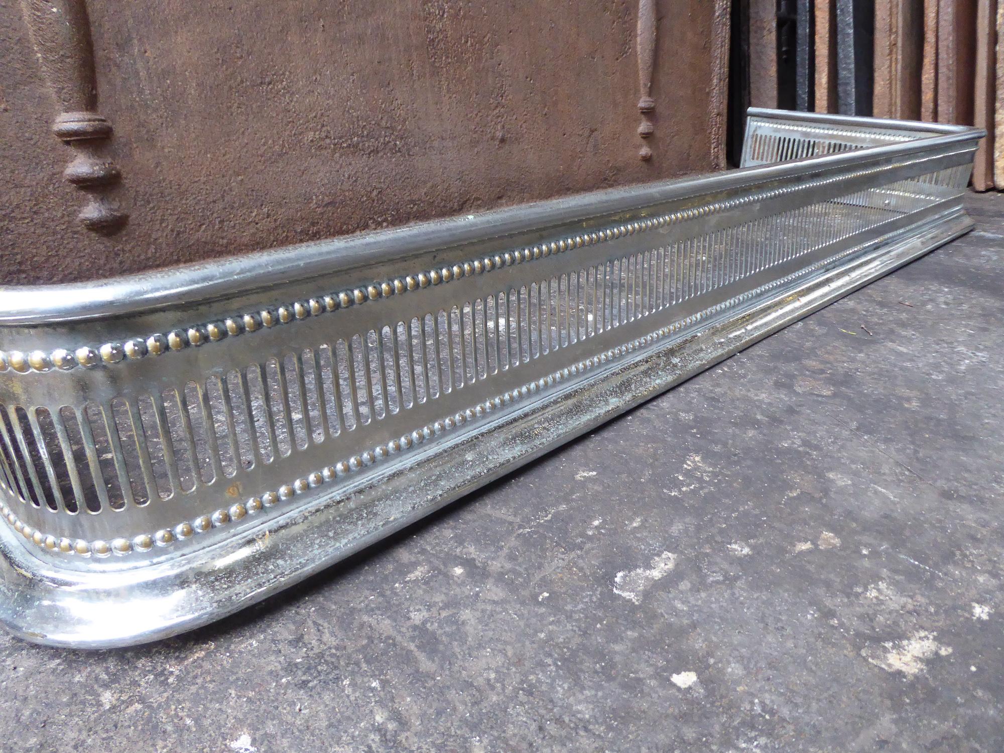 19th Century English Polished Steel Fireplace Fender or Fire Fender 1