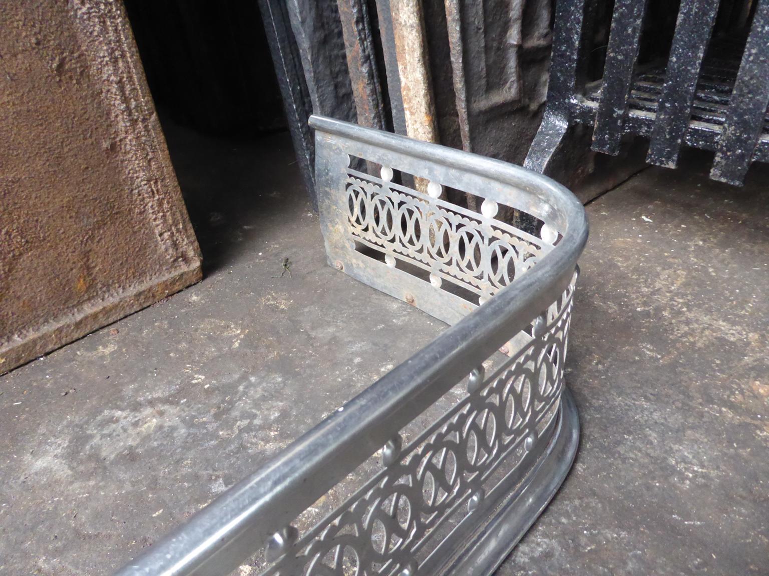 19th Century English Polished Steel Fireplace Fender or Fire Fender 2