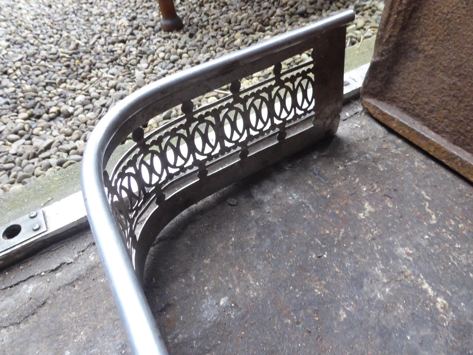 19th Century English Polished Steel Fireplace Fender or Fire Fender 3