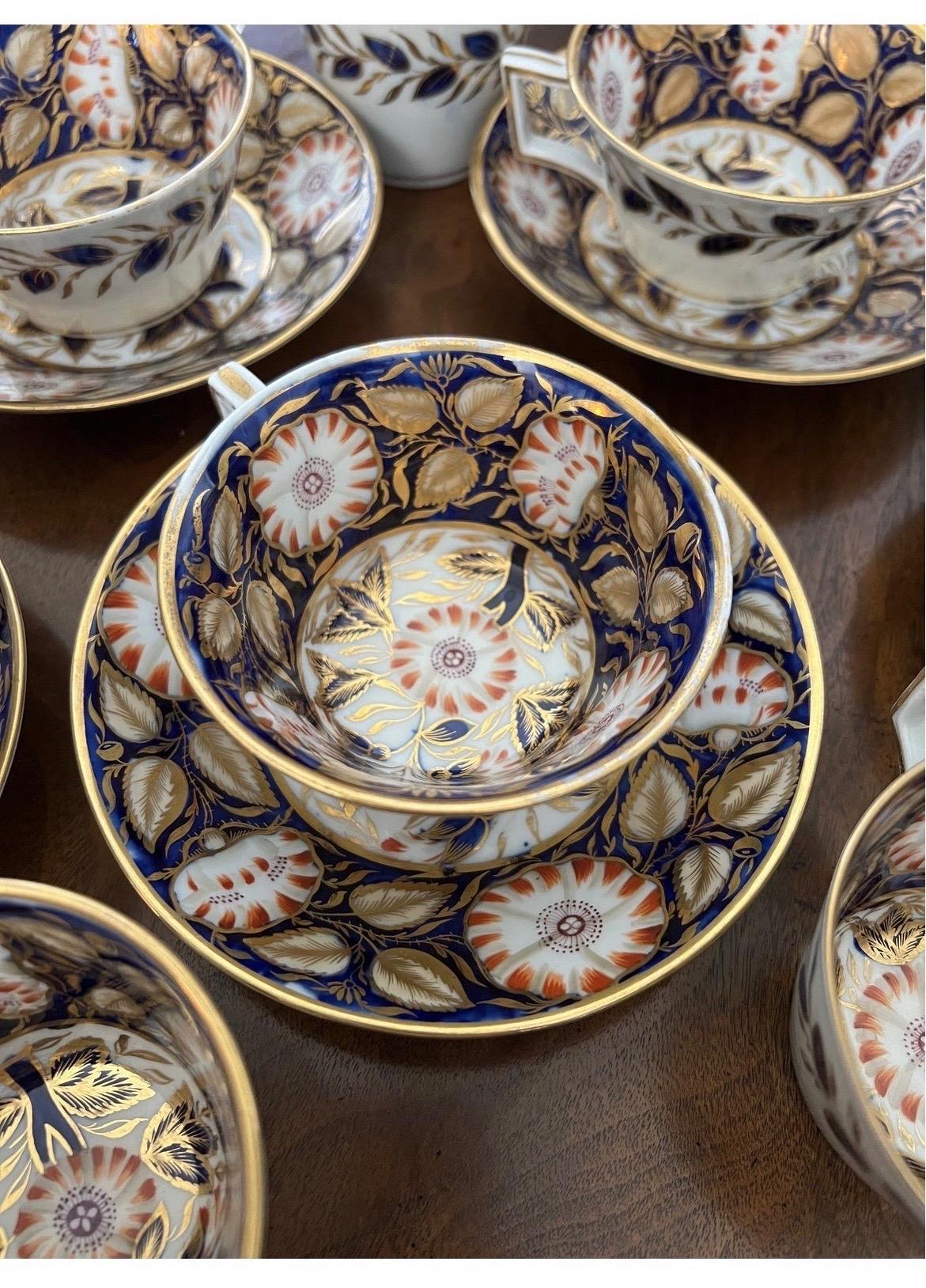 XIXe siècle Service à dessert en porcelaine anglaise du 19e siècle, Cobalt, 27 Pieces en vente