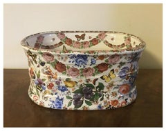 19th century English Porcelain Foot Bath or Jardiniere Cachepot Planter