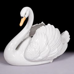19th Century English Porcelain Jardinière Swan By Moore & Co. England
