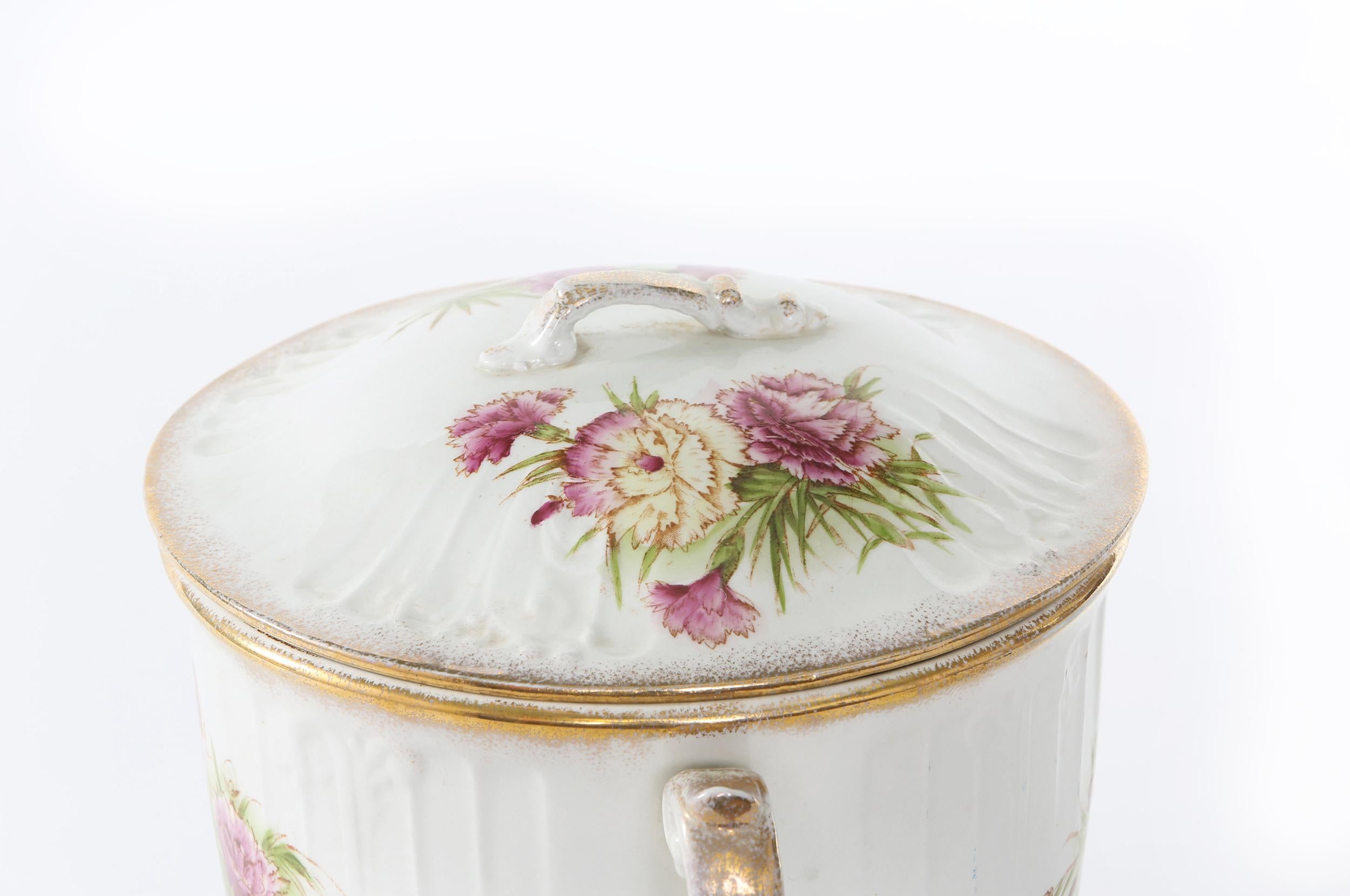 Gold 19th Century English Porcelain Lidded Pot