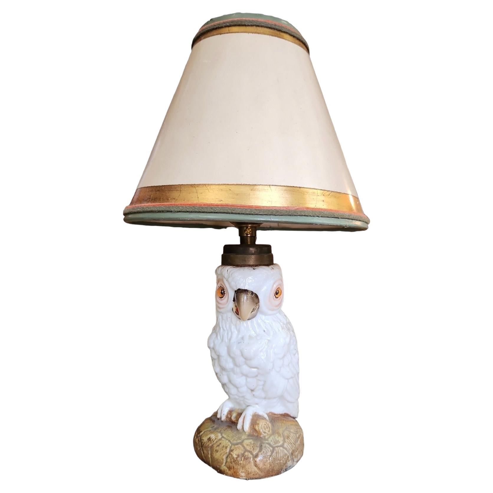 Lampe perroquet en porcelaine anglaise du 19ème siècle