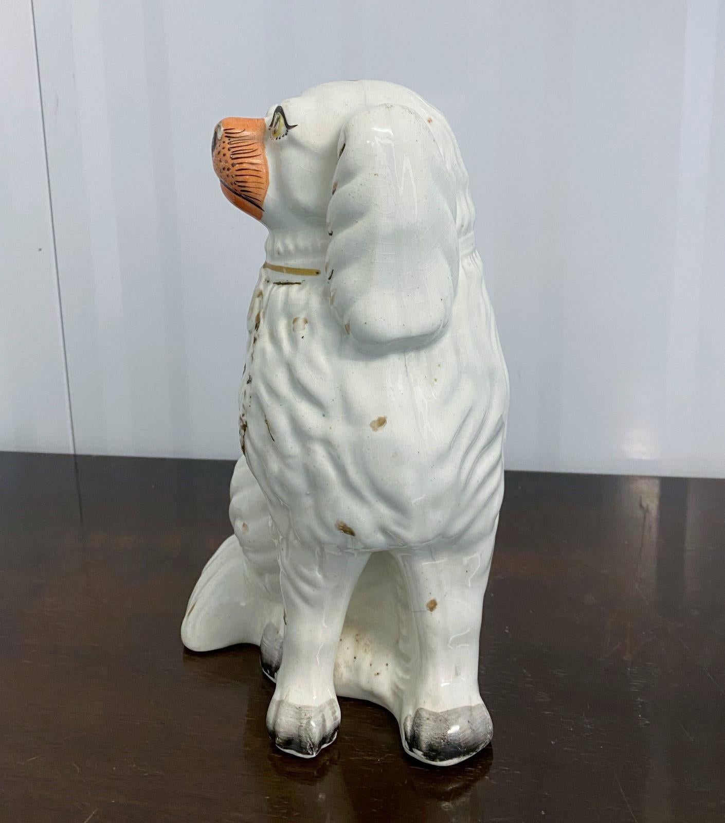 19th Century English Pottery Yorkshire Dog Sculpture, Staffordshire, England For Sale 1
