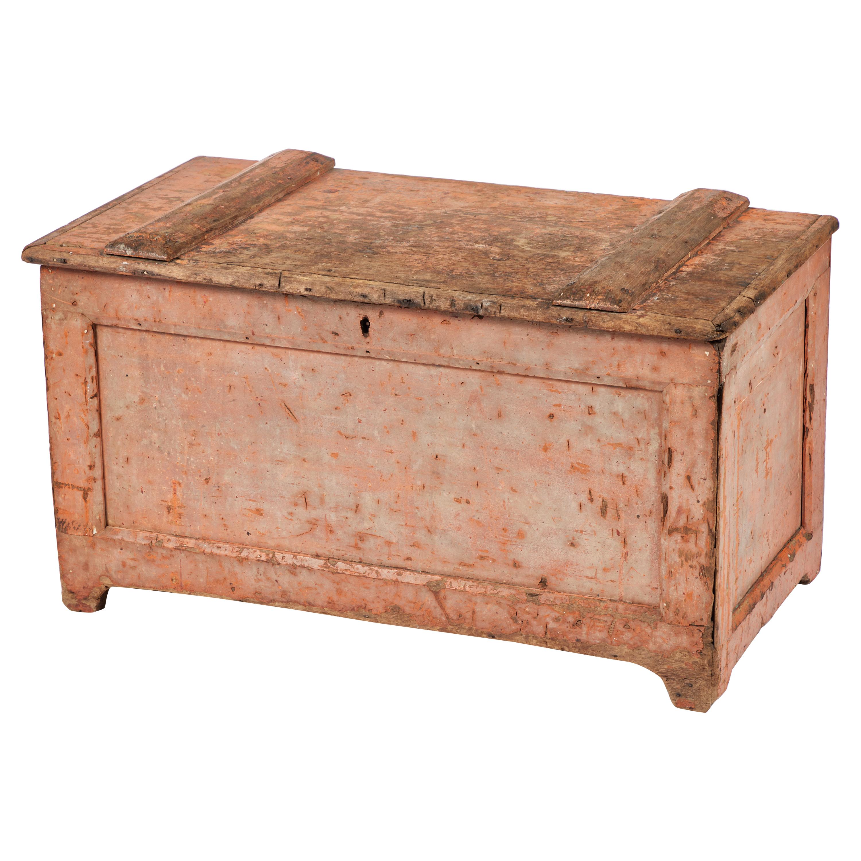 19th Century English Primitive Trunk or Blanket Chest For Sale