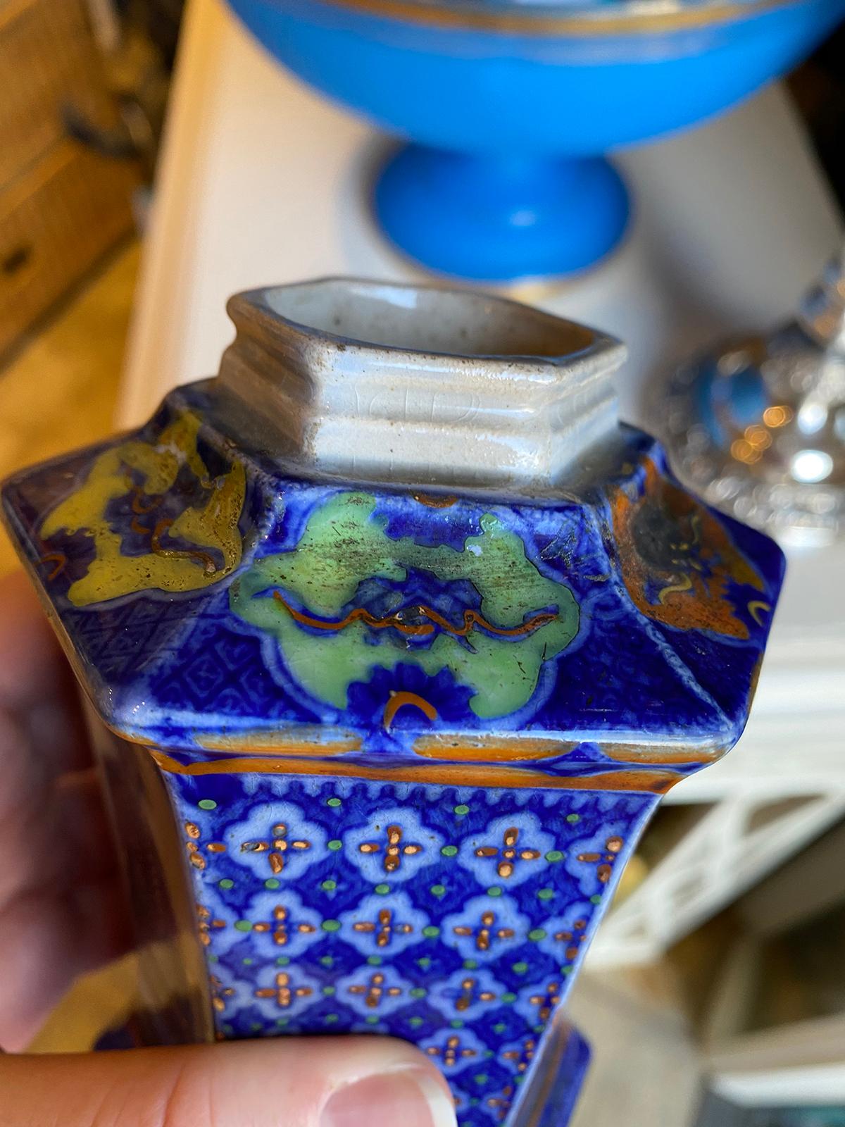 19th Century English Probably Mason's Polychrome Porcelain Hexagonal Jar For Sale 7