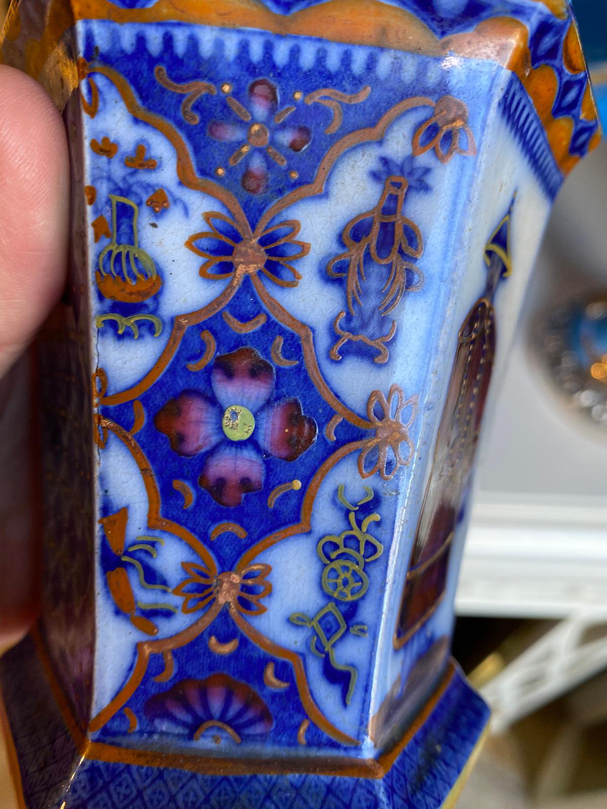 19th Century English Probably Mason's Polychrome Porcelain Hexagonal Jar For Sale 10