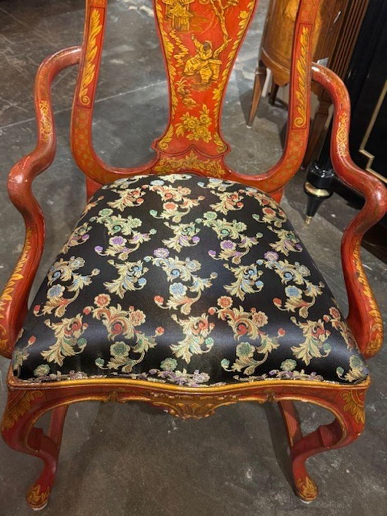 Siglo XIX Sillón inglés Queen Anne Chinoiserie en Bueno estado para la venta en Dallas, TX