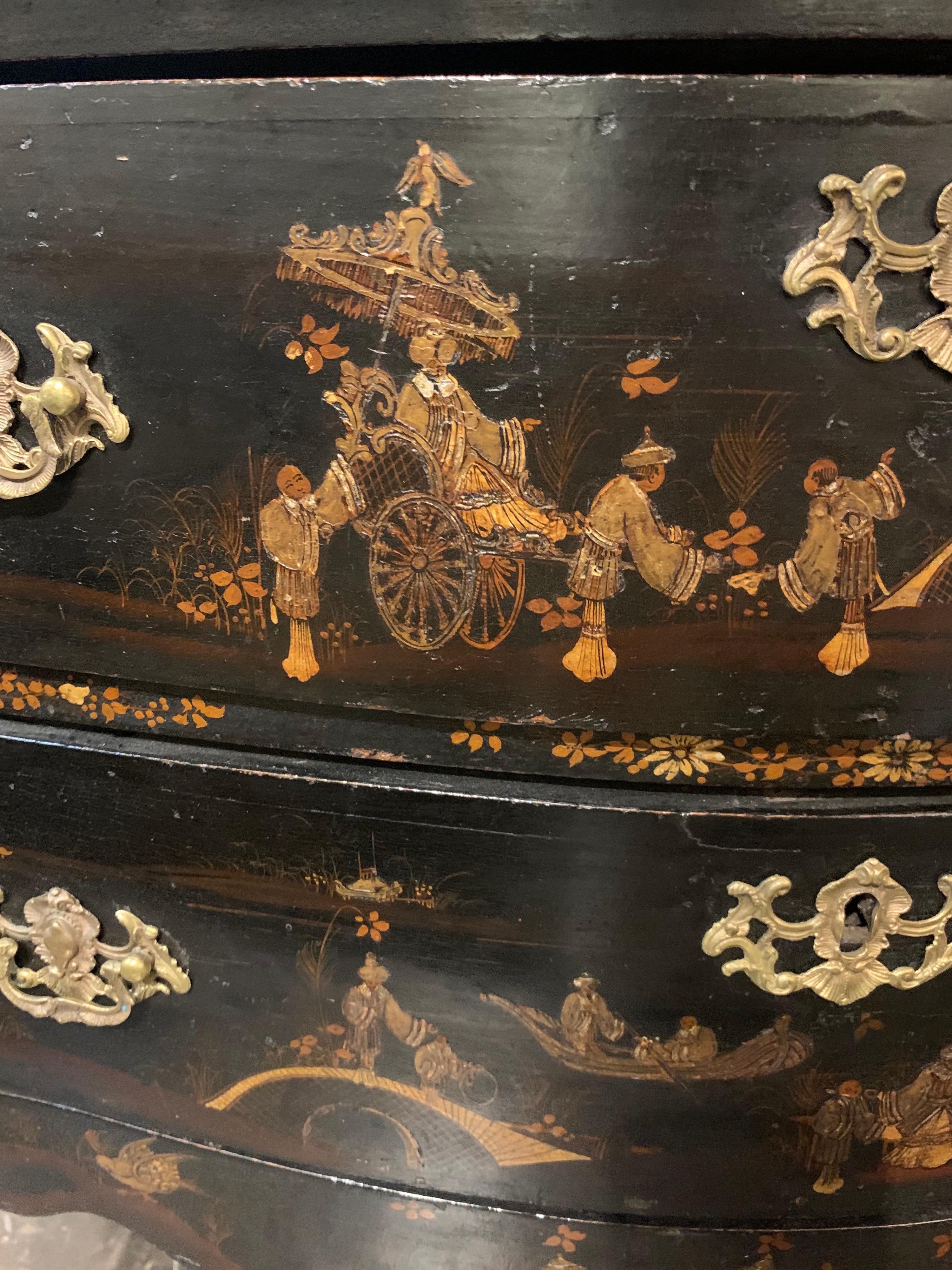 19th Century English Queen Anne Chinoiserie Cabinet In Good Condition In Dallas, TX