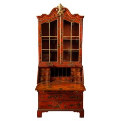 19th Century English Red Lacquer Secretary