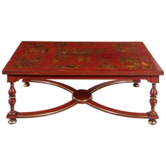 Antique 19th Century English Red Lacquered Chinoiserie Cocktail Table