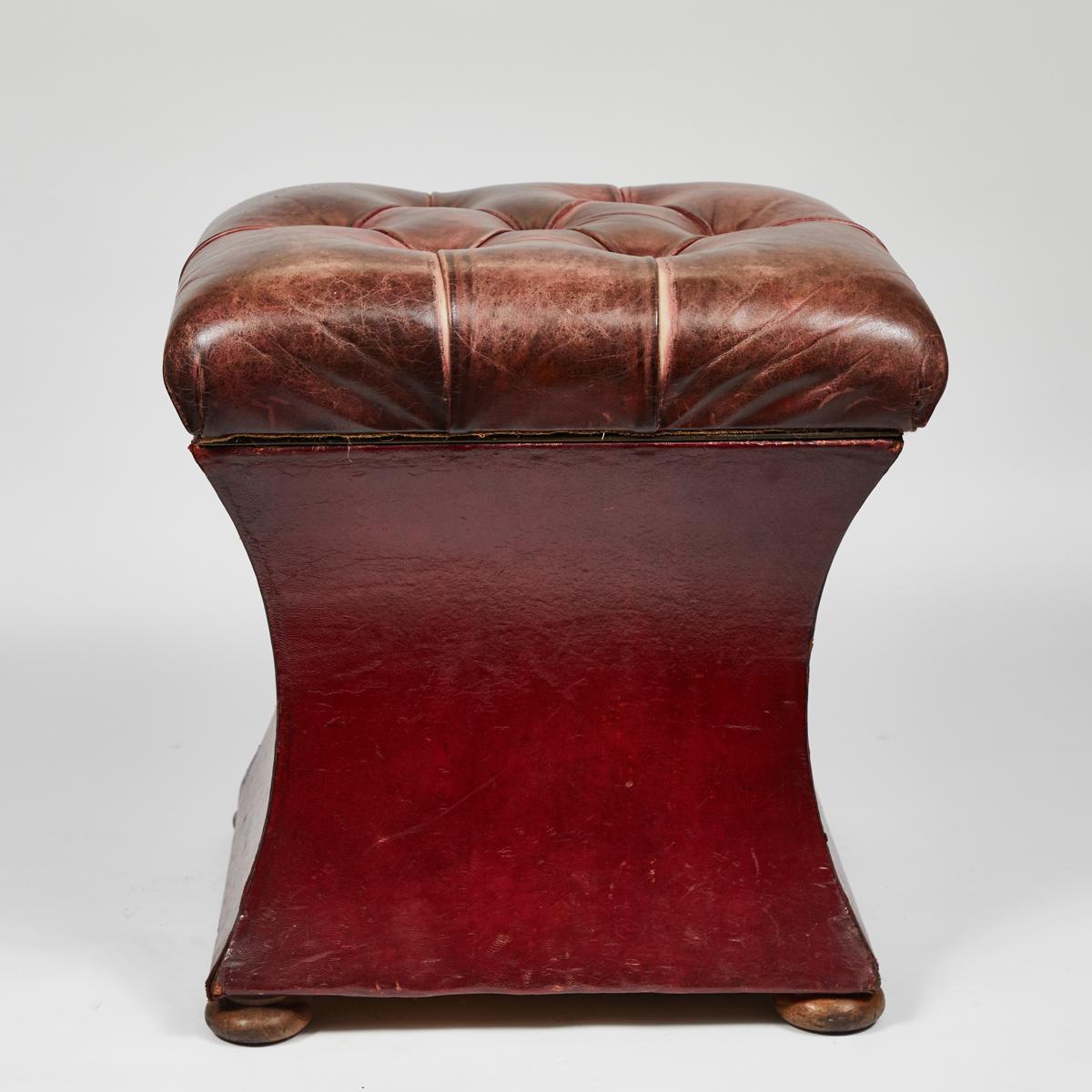 red leather ottomans