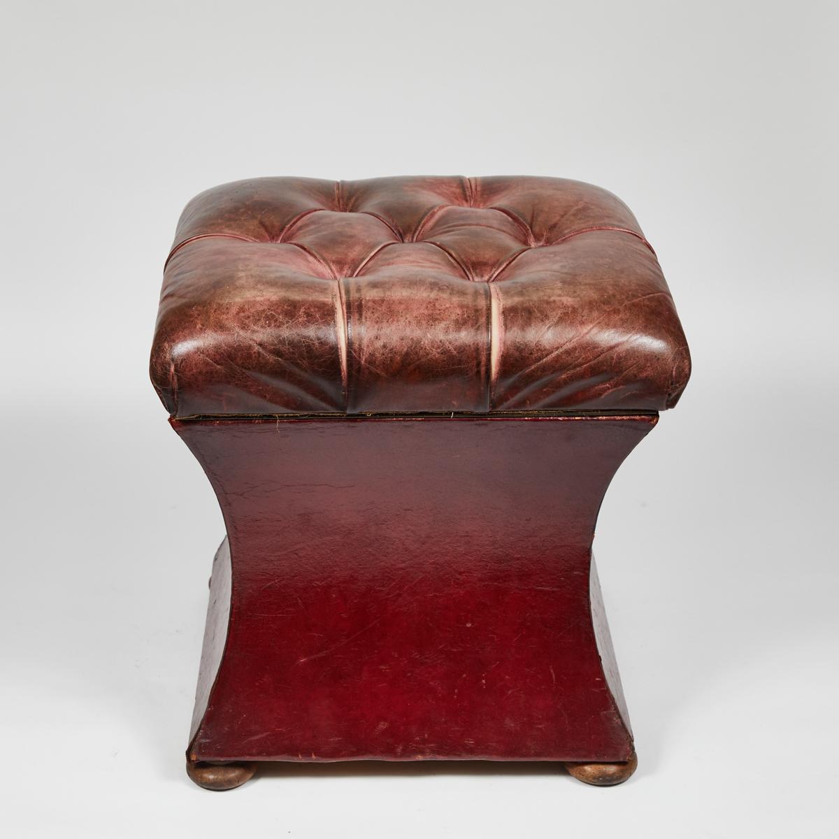 red leather footstools