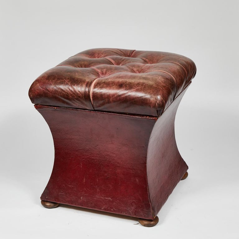 Red Leather Ottoman For At 1stdibs, Red Leather Ottoman