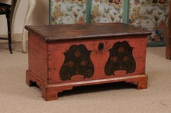 19th Century English Red Painted Pine Trunk