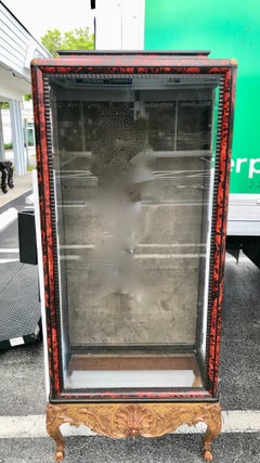 19th Century English Red "Tortoiseshell" and Giltwood Display Cabinet