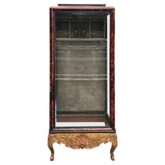 19th Century English Red "Tortoiseshell" and Giltwood Display Cabinet