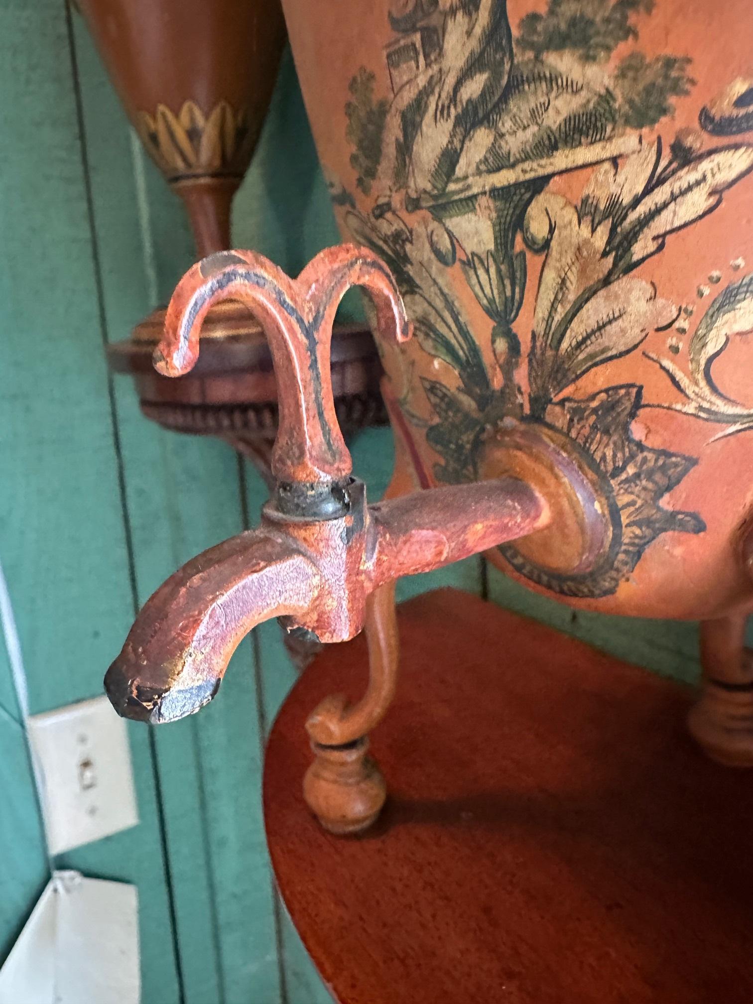 19ème siècle Régence anglaise 3 Garniture Urnes en châtaignier tole Tea Urn Los Angeles en vente 7