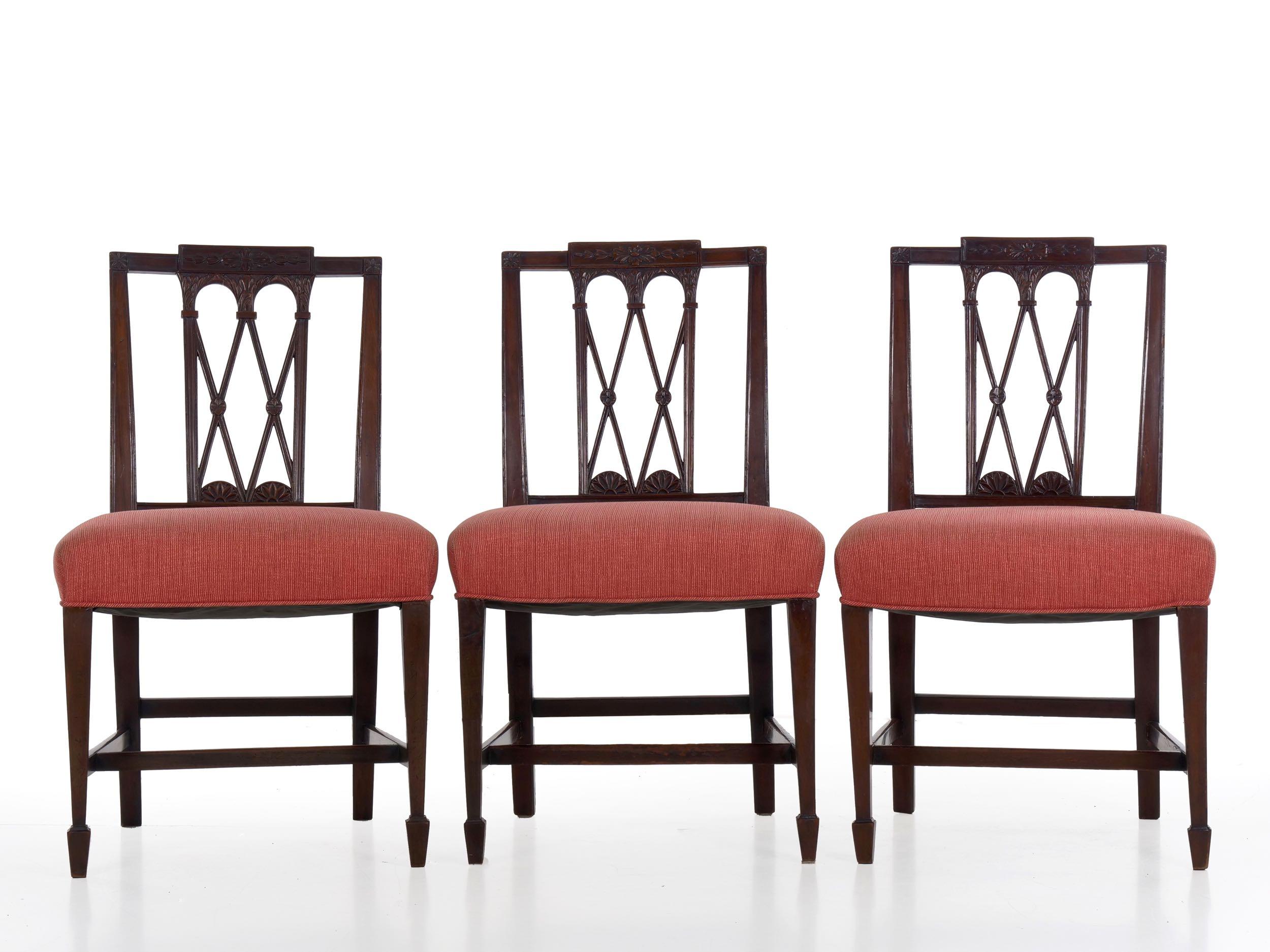 19th Century English Regency Antique Carved Mahogany Dining Chairs, Set of 8 6