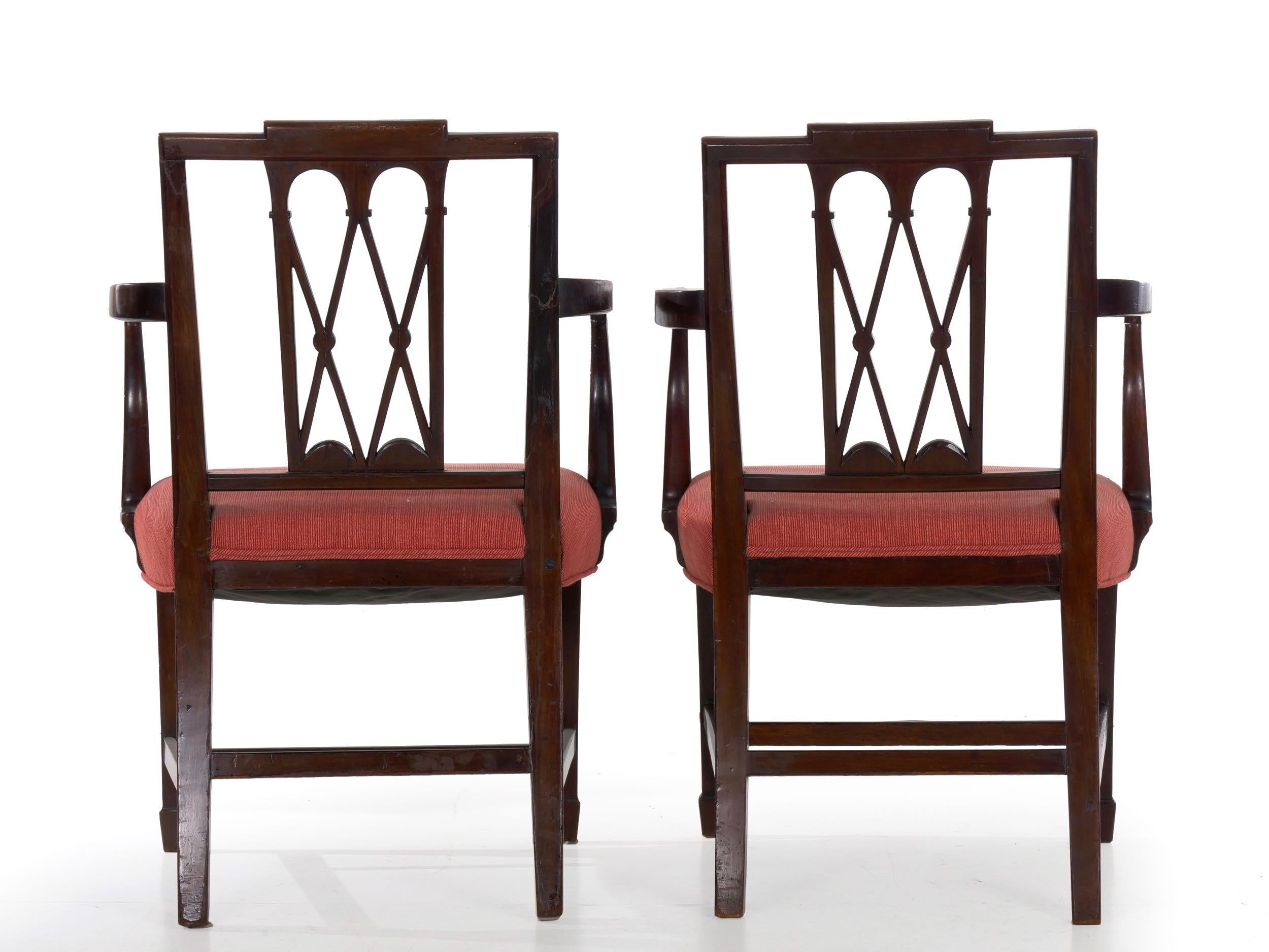 Upholstery 19th Century English Regency Antique Carved Mahogany Dining Chairs, Set of 8