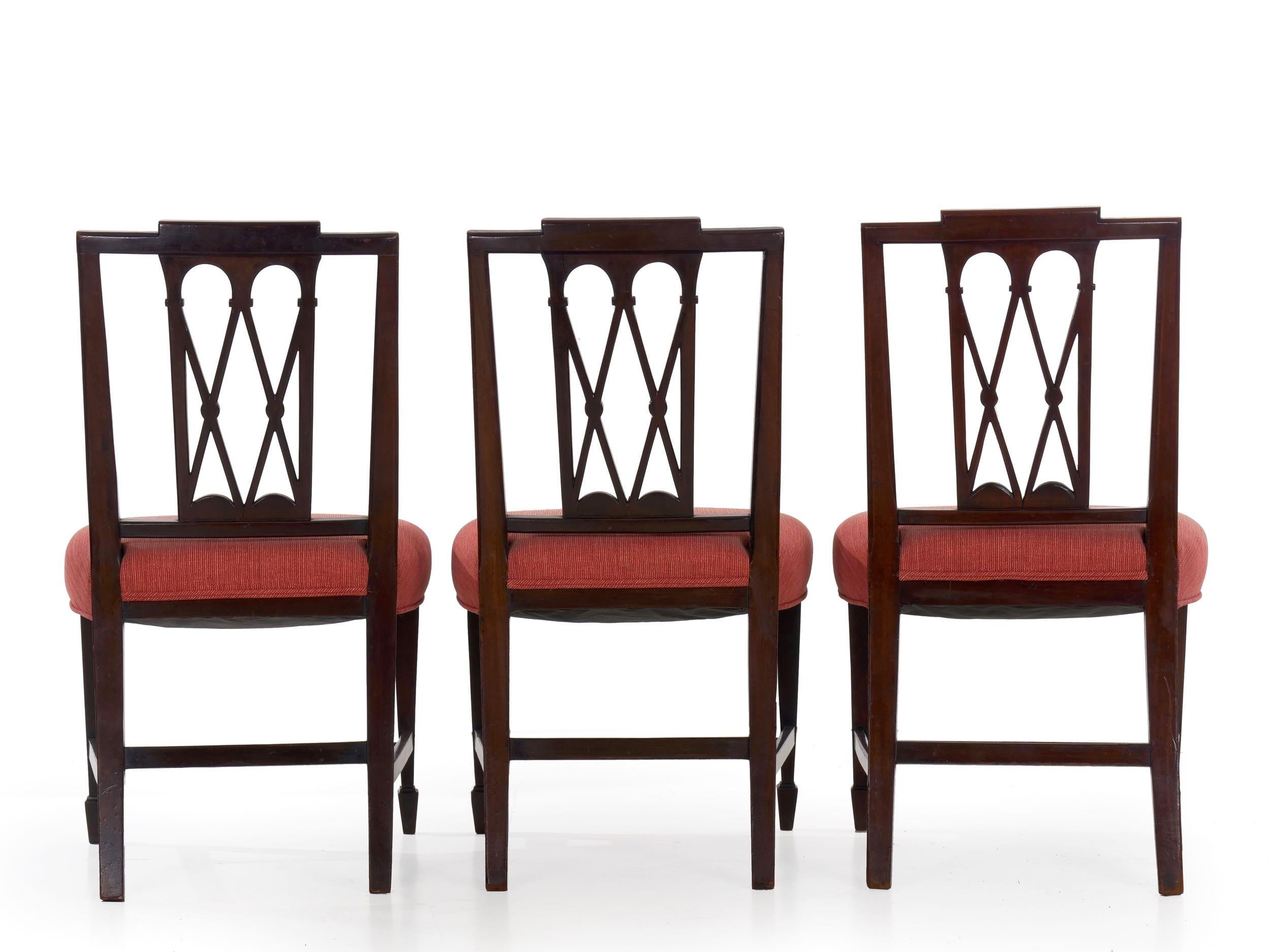 19th Century English Regency Antique Carved Mahogany Dining Chairs, Set of 8 3