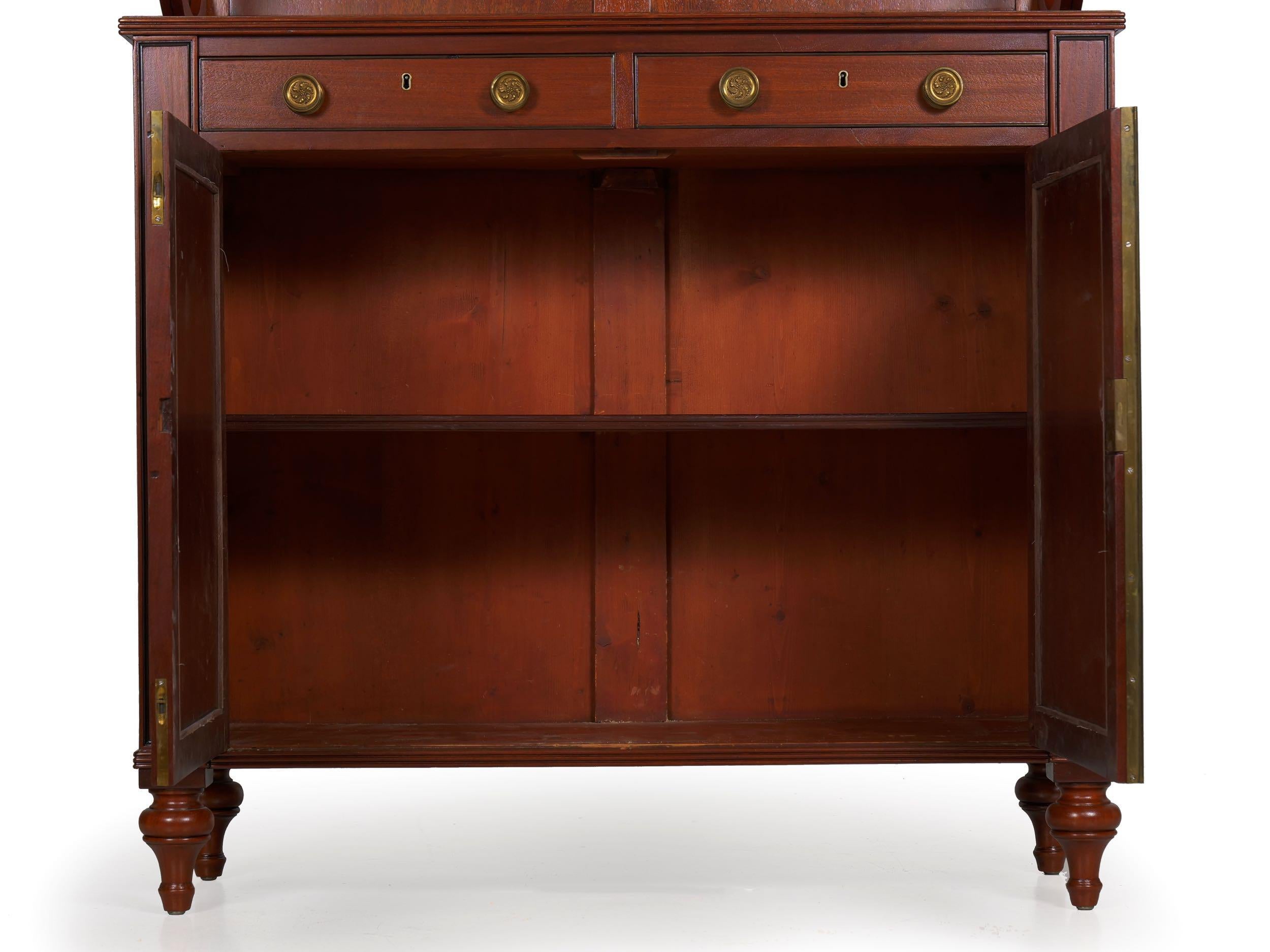 19th Century English Regency Antique Mahogany Chiffonier Cabinet with Bookshelf For Sale 6
