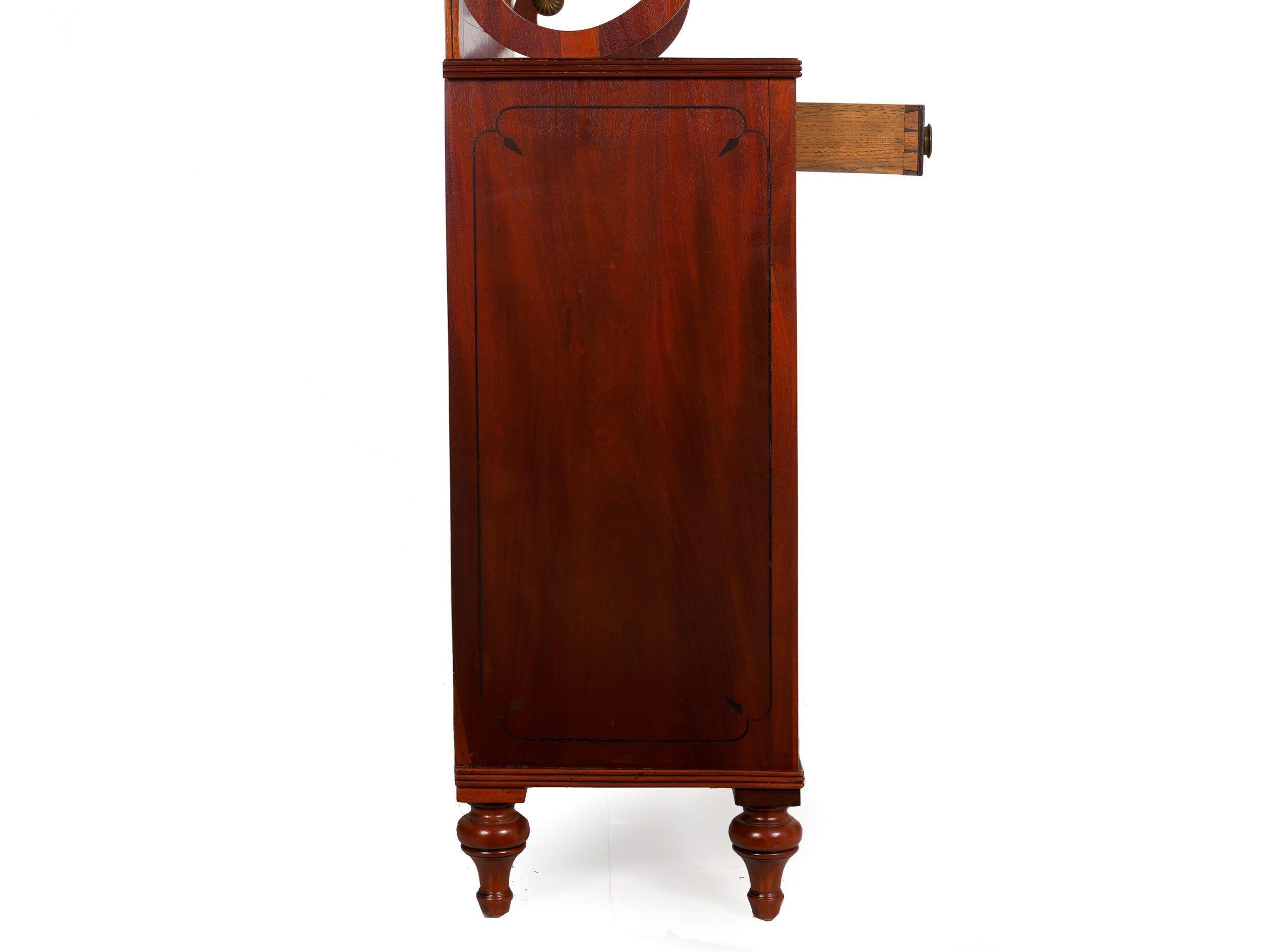 19th Century English Regency Antique Mahogany Chiffonier Cabinet with Bookshelf For Sale 8