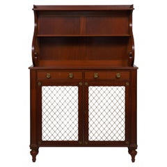 19th Century English Regency Antique Mahogany Chiffonier Cabinet with Bookshelf