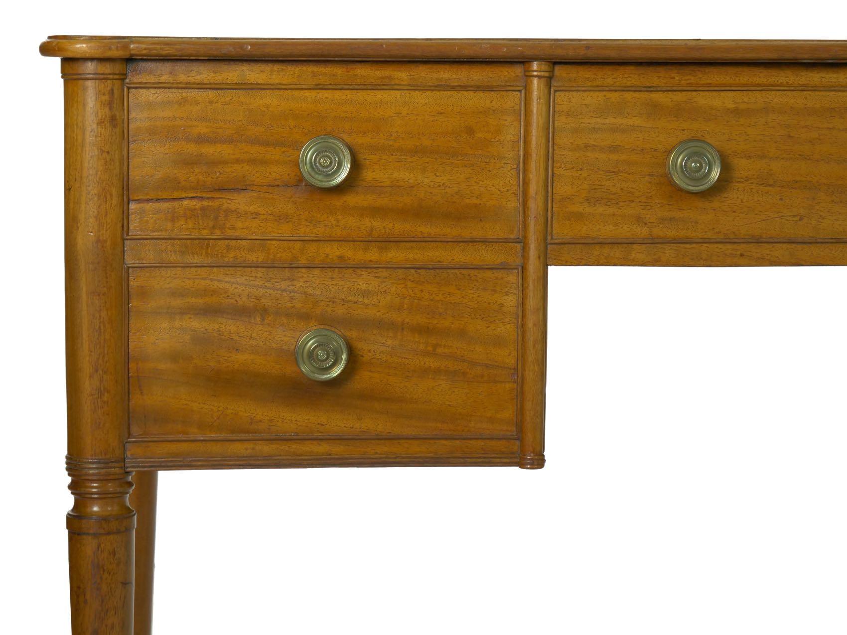19th Century English Regency Antique Mahogany & Green Leather Writing Desk Table 10