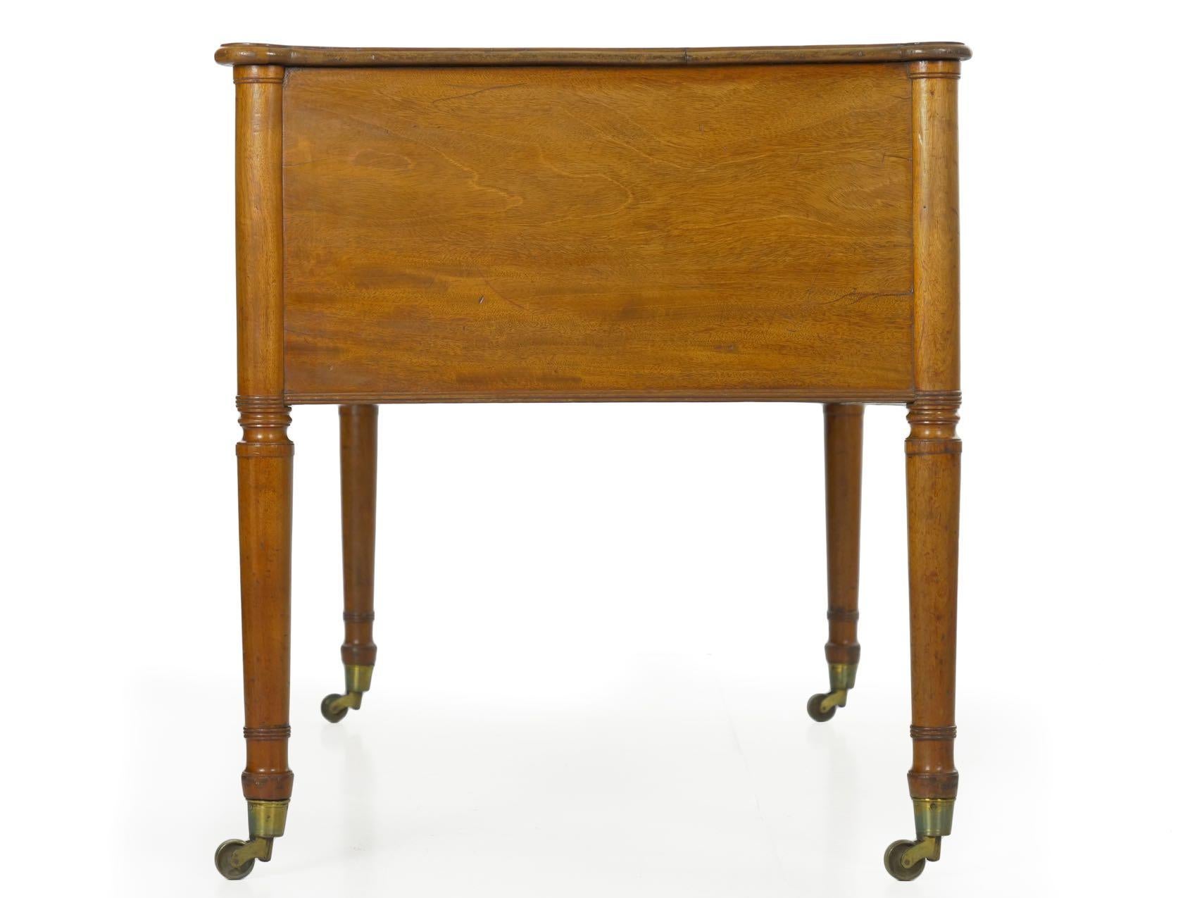 19th Century English Regency Antique Mahogany & Green Leather Writing Desk Table 11
